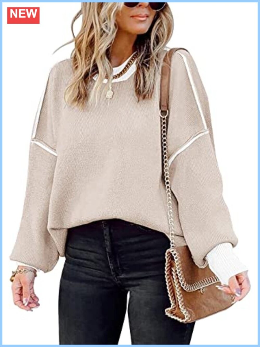 Oversized Viscose Nylon Knit Pullover Sweater Batwing Sleeve